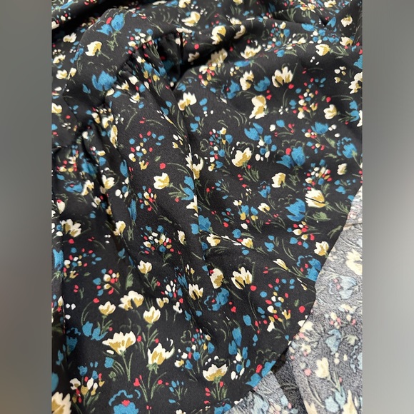 Philosophy black floral print long sleeve back bow ribbon mini flare dress - Picture 15 of 15